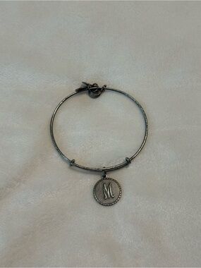 Alex and Ani Initial "M" Circle Charm Bangle • Rafaelian Silver Finish